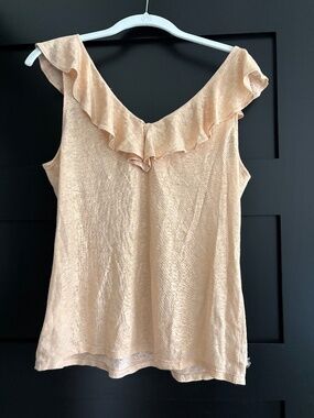 Lilly Pulitzer like new gold linen ruffled tank